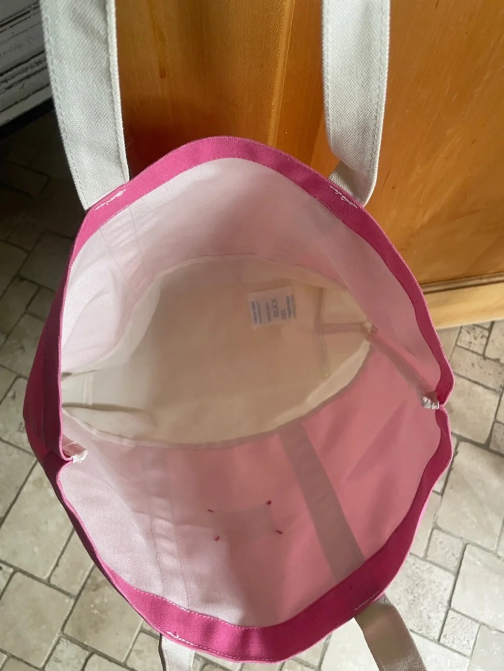 Lancôme Paris Pink and White Canvas Tote Bag Current Issue New